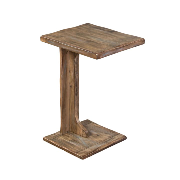 Dazy Sofa Side C Table, 15x12.5 Rustic Light Brown Mahogany Wood - Benzara