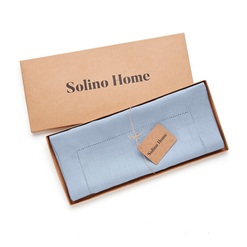 Solino Home 100% Pure Linen Table Runner | Classic Hemstitch for Thanksgiving, Christmas