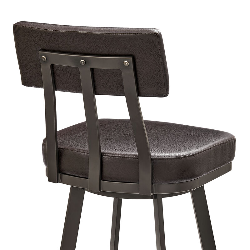 Jinab Swivel Stool in Black Metal with Black Faux Leather