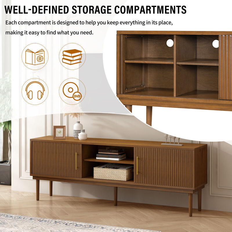 Merax Side Cabinet TV Stand with Sliding Doors
