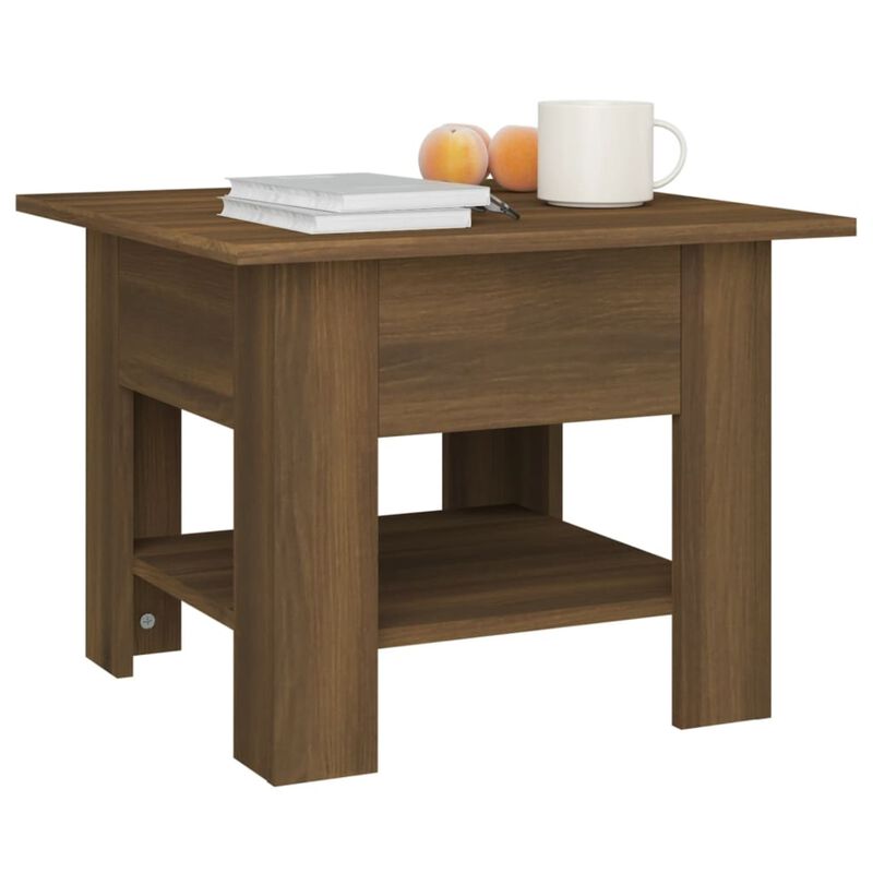 vidaXL Coffee Table Brown Oak 21.7"x21.7"x21.7" Chipboard