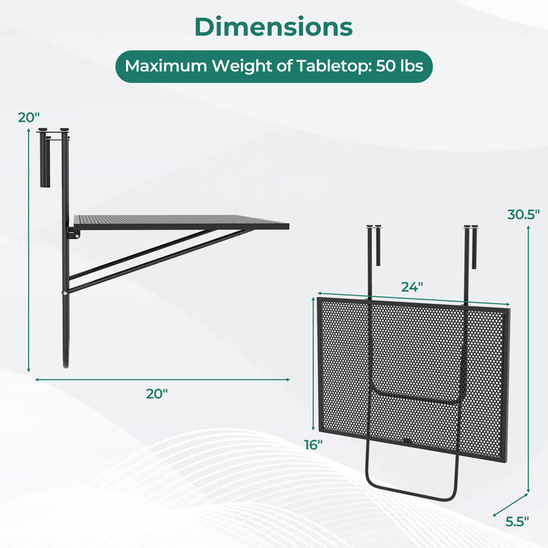 Outdoor Folding Hanging Table with Metal Frame