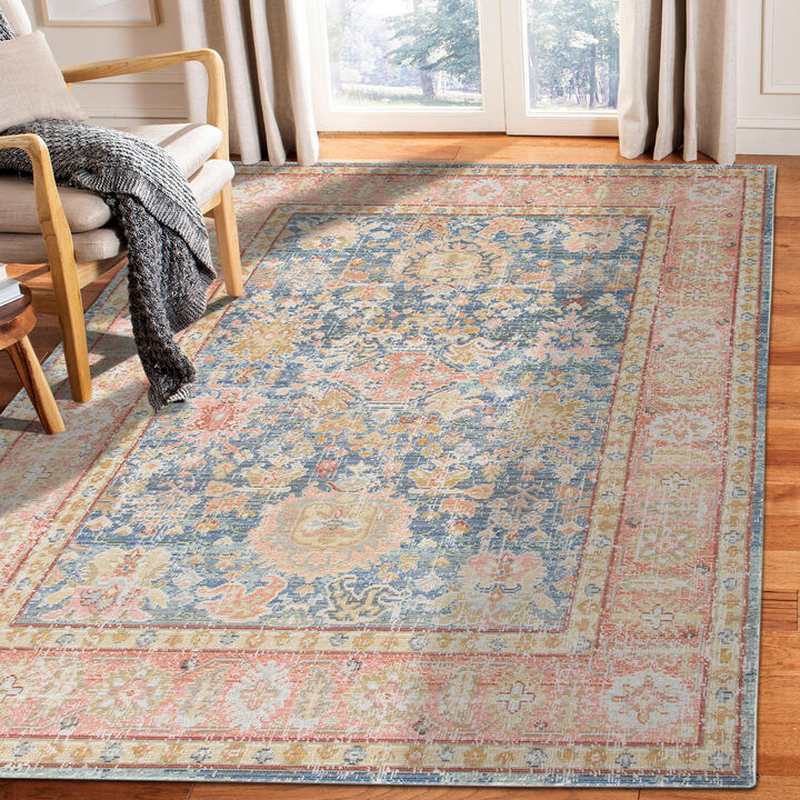Century Reuda Vintage Blue Polyester Runner Rug