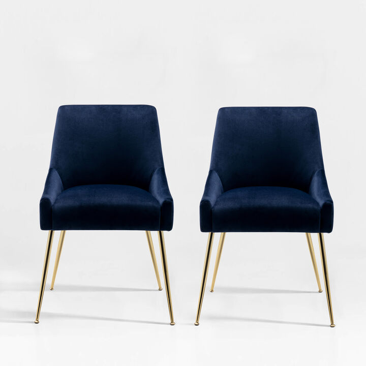 WestinTrends Upholstered Velvet Accent Chair With Metal Leg (Set of 2)