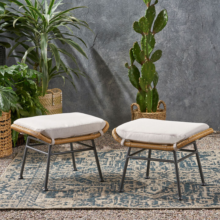 Merax Outdoor Patio PE Wicker Chairs Stools
