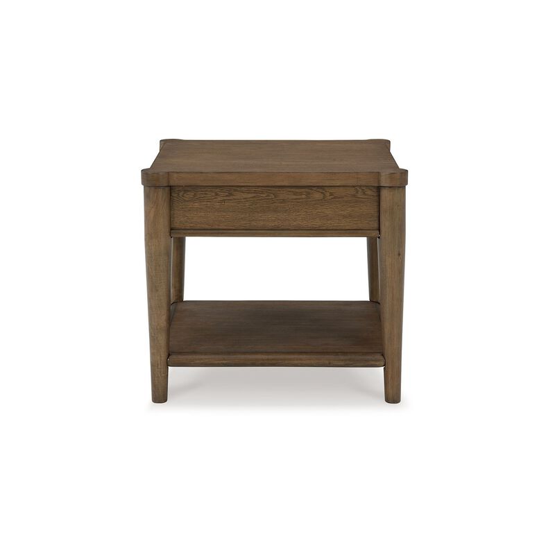 Howie Side End Table, Drawer and Shelf, Rectangular 26 Inch Brown Wood - Benzara