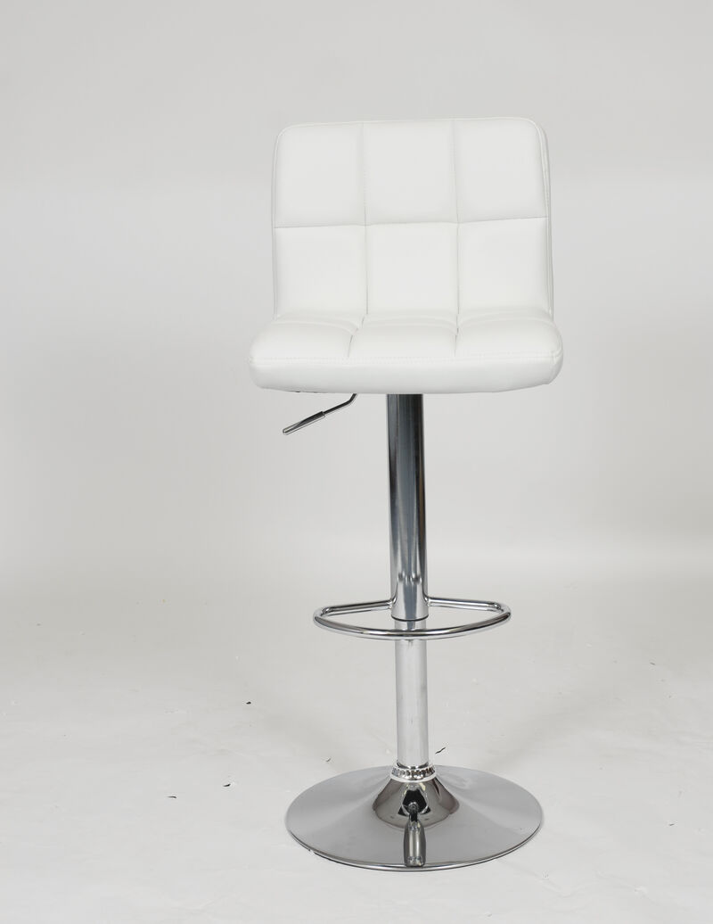 Faux Leather Adjustable Hydraulic Bar Stool, Set of 2, White