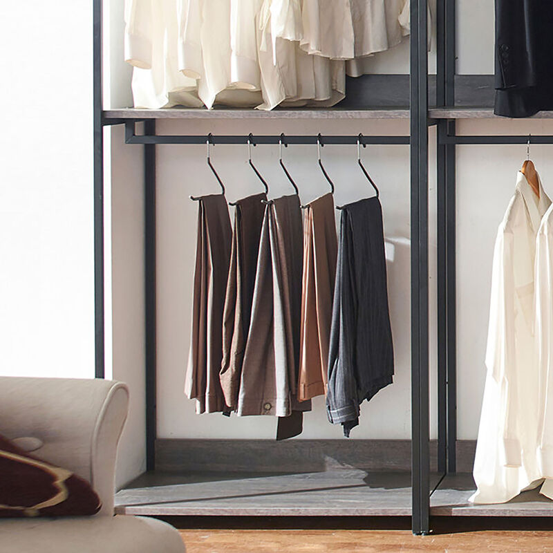 Monica 96 in. W Rustic Gray Freestanding 3 Tower System 7 -Shelf Walk in Wood Closet System with Metal Frame