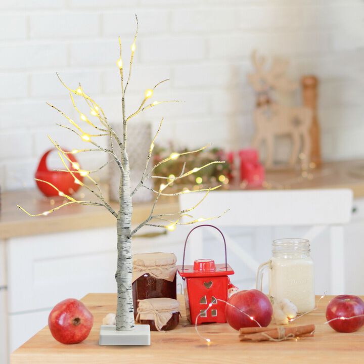 Pre-lit White Twig Birch Tree Battery Powered for Christmas Holiday