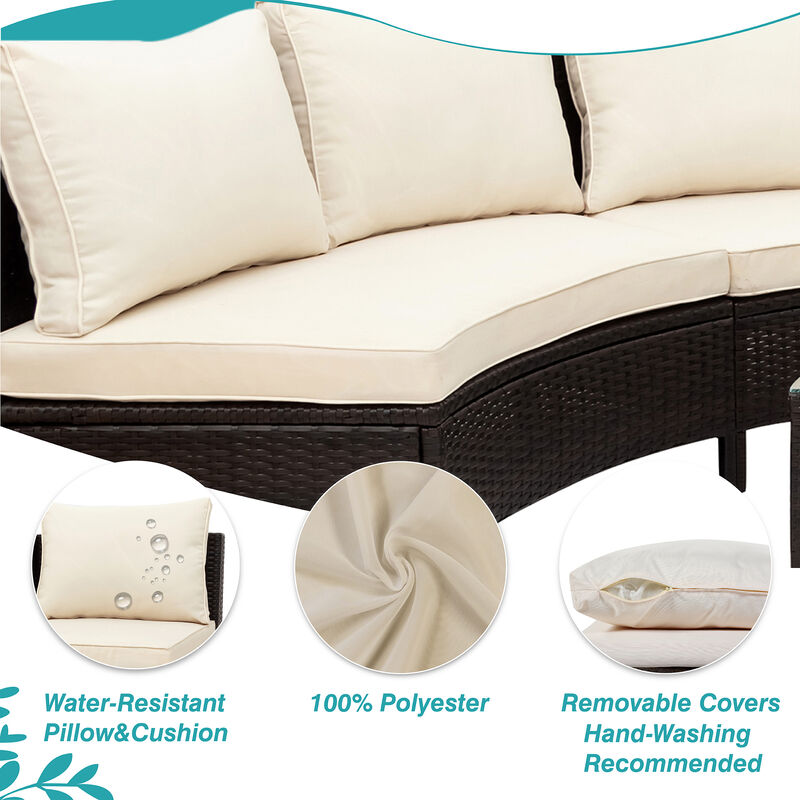 Merax Outdoor Patio Sectional Furniture Set Half-Moon Sofa