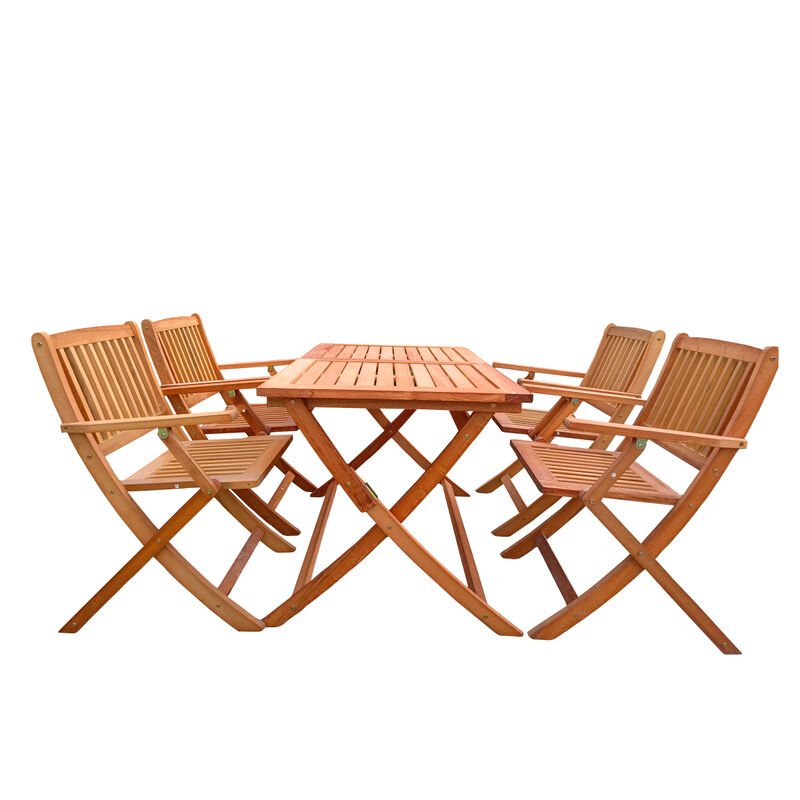 Foldable Patio Dining Set, 4 Folding Chairs & 1 Dining Table, Indoor And Outdoor Universal