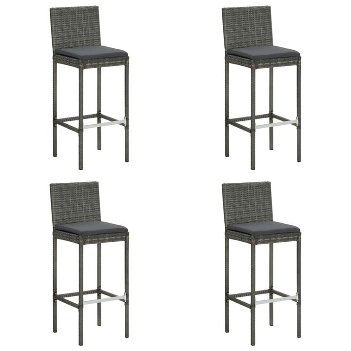 vidaXL 5 Piece Outdoor Bar Set with Cushions Poly Rattan Gray