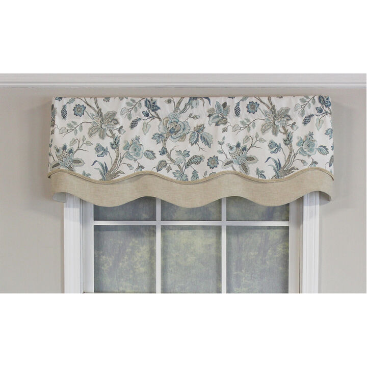 RLF Home Gianna Glory Valance Spa. 3" Rod Pocket, Layered, Trimmed. 50"W X 16"L