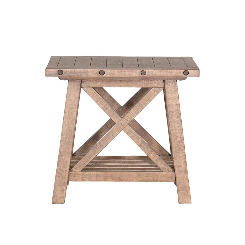 Anva Accent Chairside Table, Light Brown Mahogany, Rectangular 28 Inch - Benzara