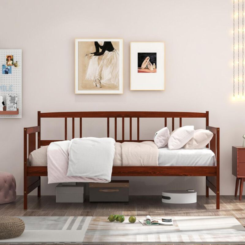 Hivvago Twin Size Wooden Slats Daybed Bed with Rails