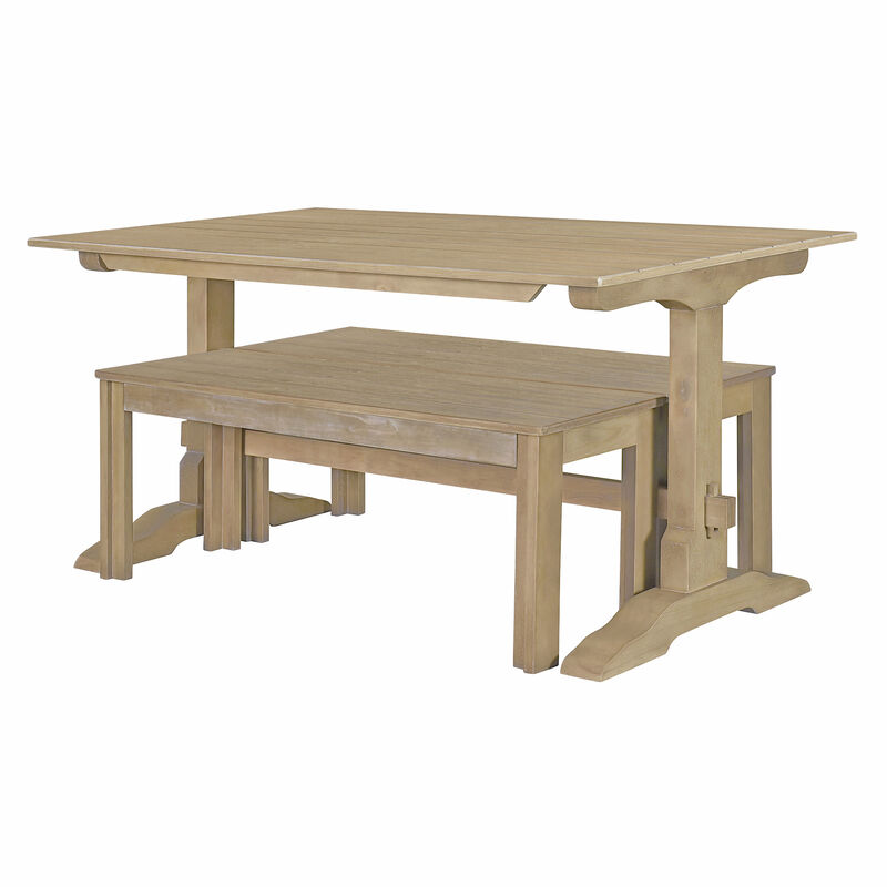Merax 3-Piece Retro Dining Set with Benches