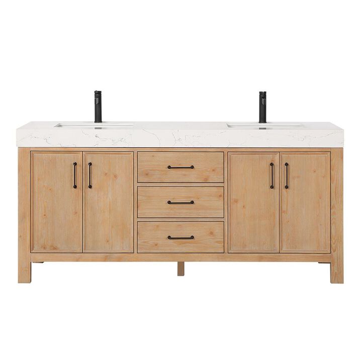 Vinnova Design Free-standing Double Bathroom Vanity with Composite top in Lightning White