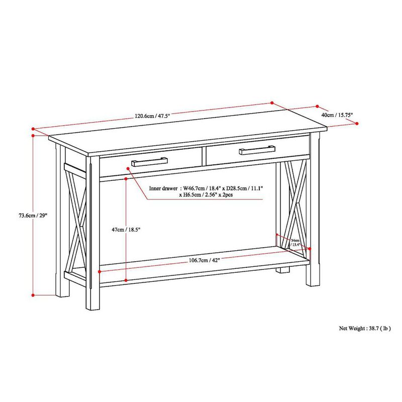Simpli Home Kitchener Solid Wood Console Sofa Table In Black