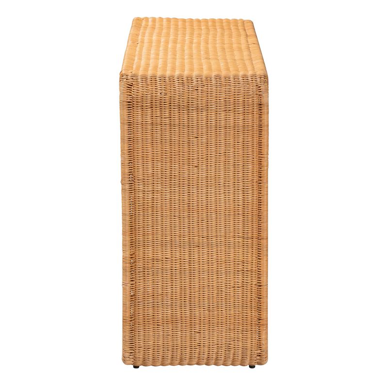 bali & pari Nevada Bohemian Light Honey Rattan Console Table