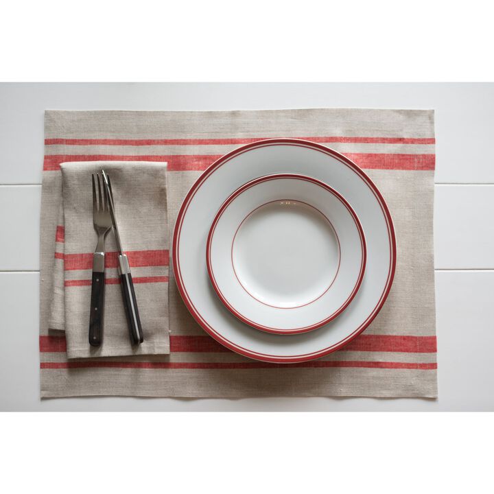 Solino Home 100% Pure Linen 14 x 19 Inch Placemats Set of 4 | French Stripe