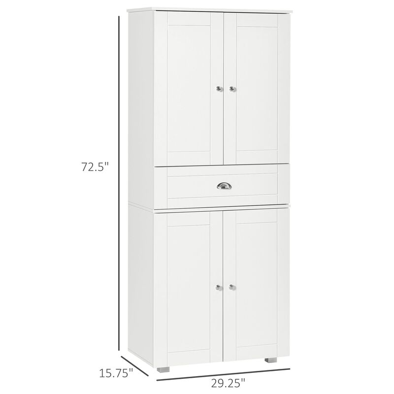 White Kitchen Tower: Tall Freestanding Pantry Cabinet with Double Doors