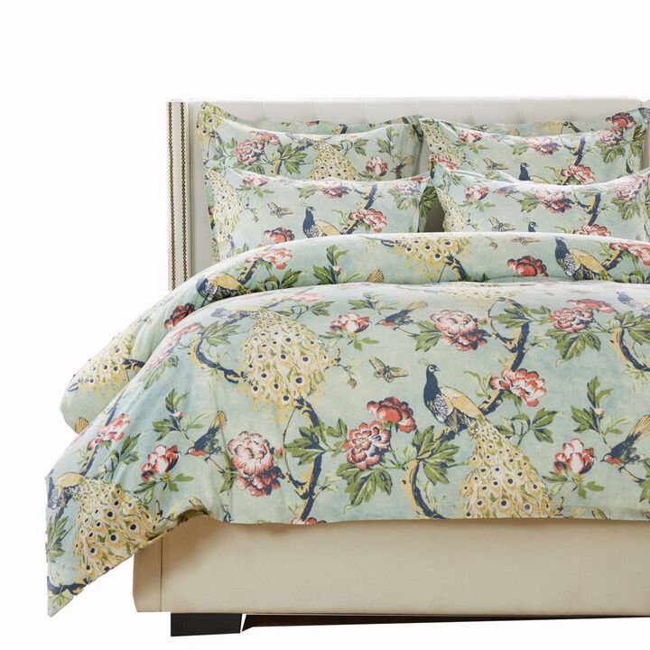 Greenland Home Fashions Pavona Luxurious Comfortable 2 Pieces Duvet Cover Set Jade Twin