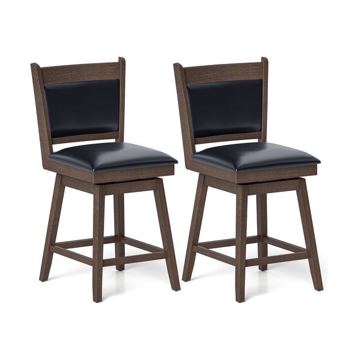 Padded Bar Stools Set of 2 with Swivel Seat and Footrest