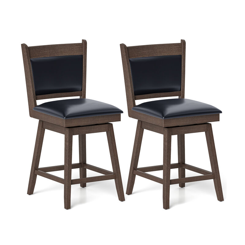 Padded Bar Stools Set of 2 with Swivel Seat and Footrest