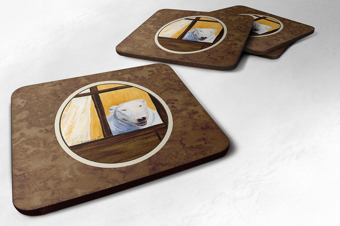 Caroline's Treasures SS8542FC Bull Terrier Foam Coasters (Set of 4), 3.5 H x 3.5 W, Multicolor