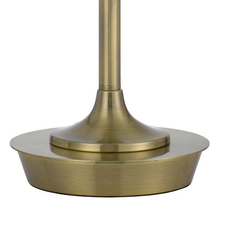 20 Inch Metal Table Lamp with Pull Chain Switch, Brass-Benzara