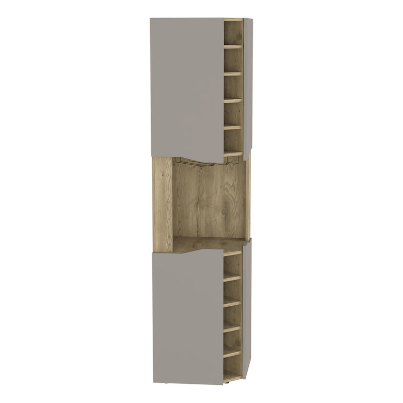 Corner Bar Cabinet Bell, Living Room, Aged Oak / Taupe