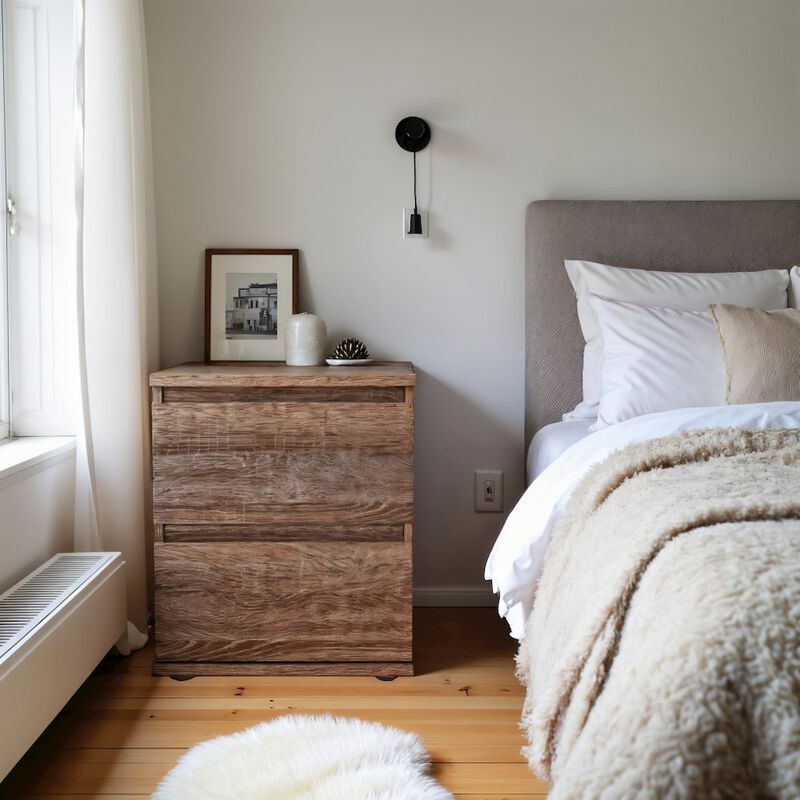 Furnifact Brown 2 Drawer Nightstand - Stylish Small Dresser With Drawers For Bedrooms