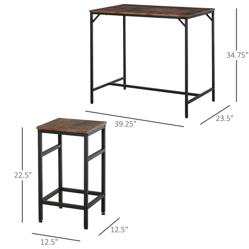 Rustic Dining Set: Industrial 5-Piece Bar Table and Stools