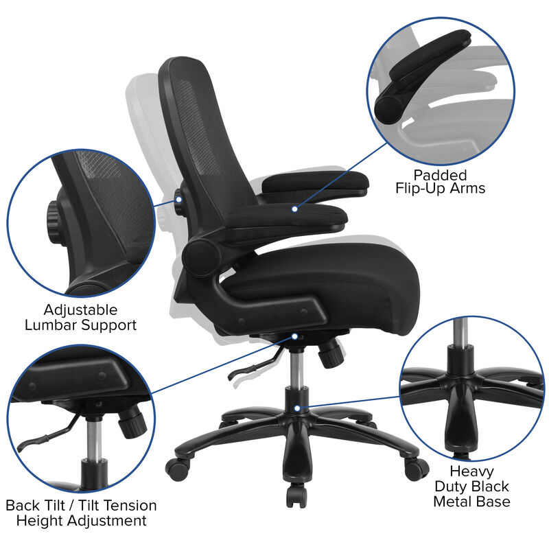 Flash Furniture  Hercules Series Big & Tall 500 lbs . Executive Swivel Chair with Fabric Seat & Adjustable Lumbar