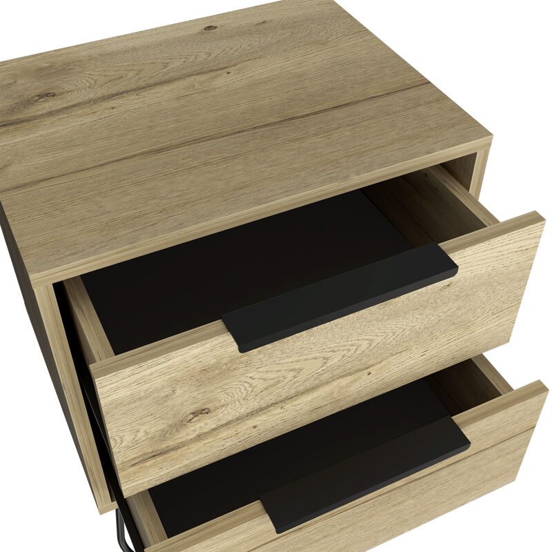 DEPOT E-SHOP Begonia 2 Nightstand, Hairpin Legs, Two Drawers, Black