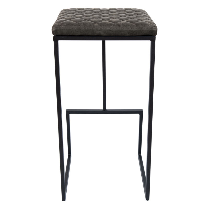 LeisureMod Bar Stool Upholstered in Leather with Diamond-Shaped Stitch Design and Powder-Coated Metal Sled Base for Modern Home, Kitchen, Bars Quincy Collection