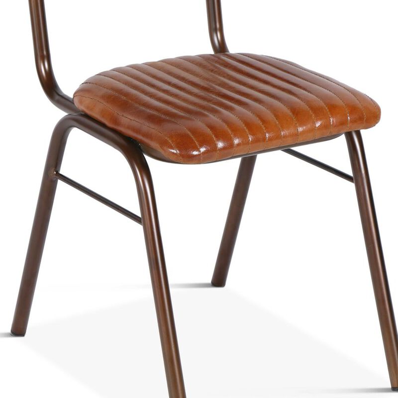 Belen Kox Retro Leather Stitched Side Chairs, Set of 2, Belen Kox