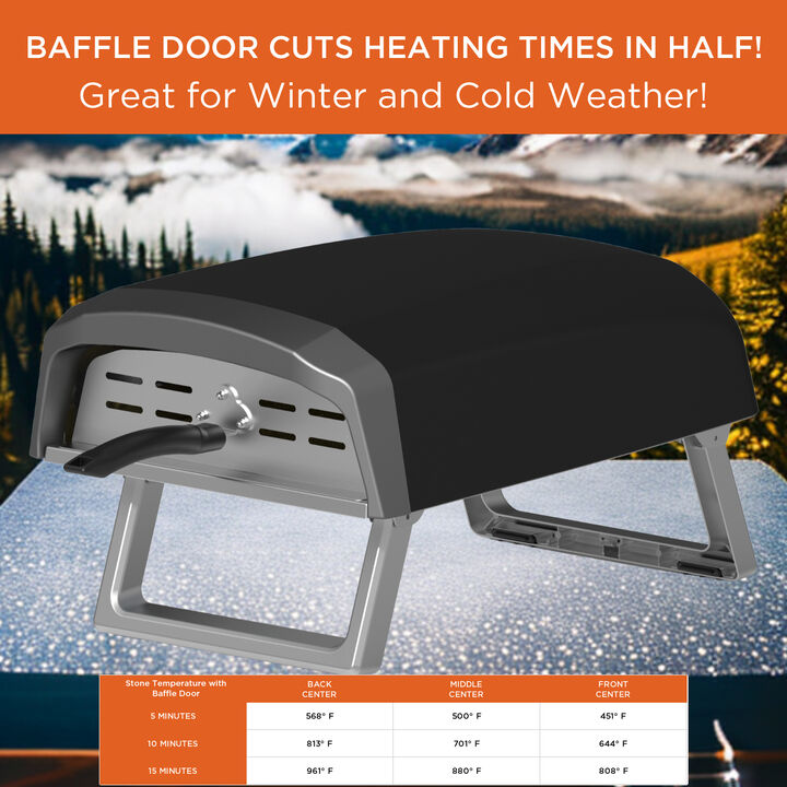 Stone Brick Outdoor Pizza Maker Oven Grill with Peel, 12" Pizza Stone, Cutter, and Carry Cover - L-Shape Burner