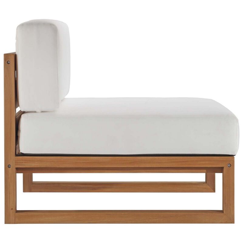 Upland Outdoor Patio Teak Wood 3-Piece Sectional Sofa Set-Benzara