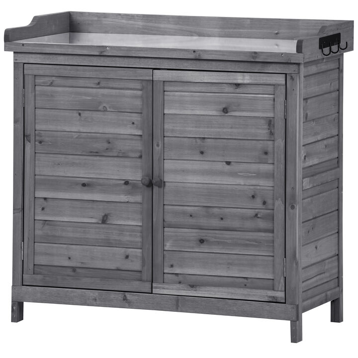Rustic Outdoor Potting Bench with Storage