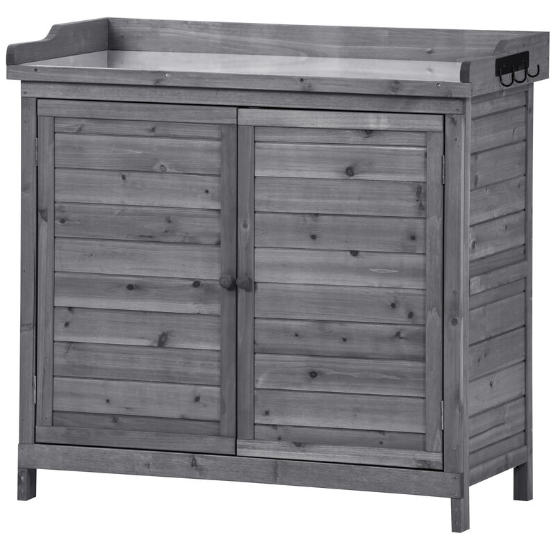 Rustic Outdoor Potting Bench with Storage