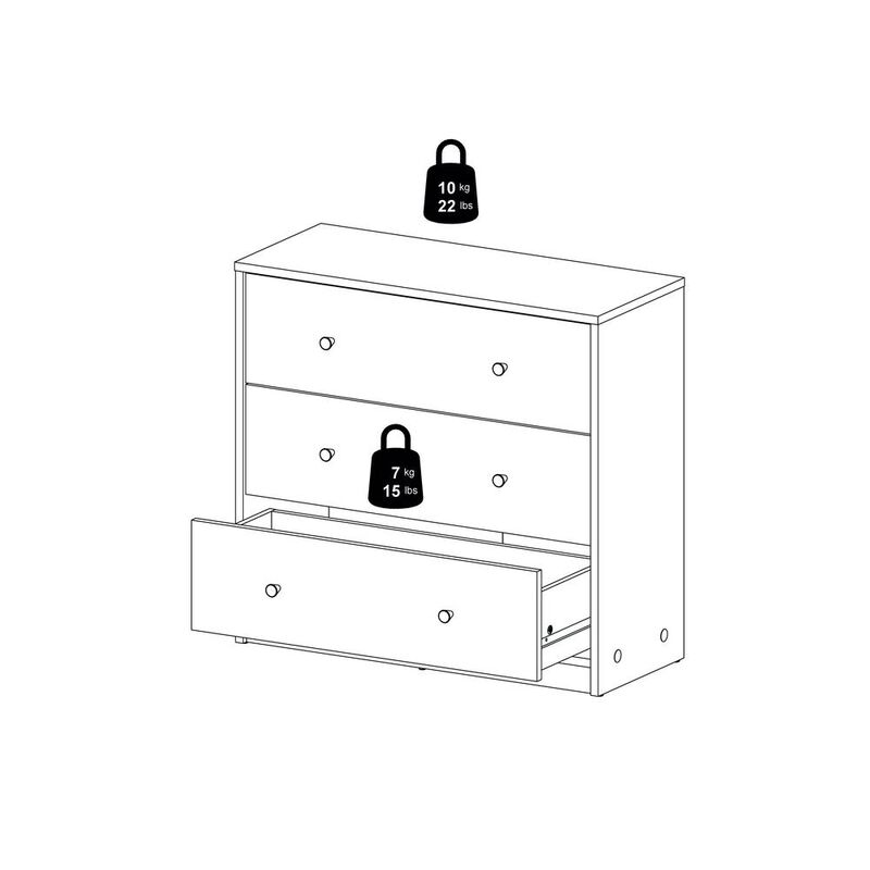 Tvilum Portland 3 Drawer Chest - White