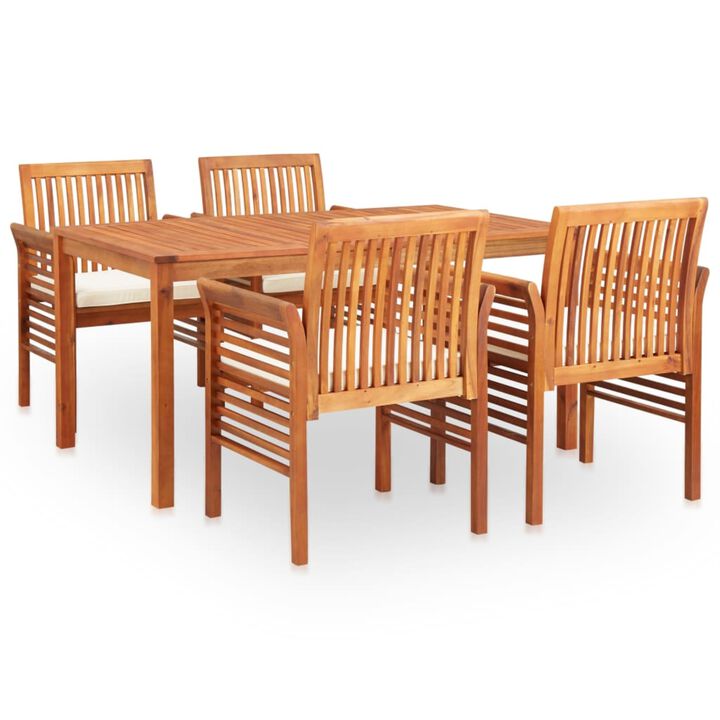 vidaXL 5 Piece Outdoor Dining Set with Cushions Solid Acacia Wood
