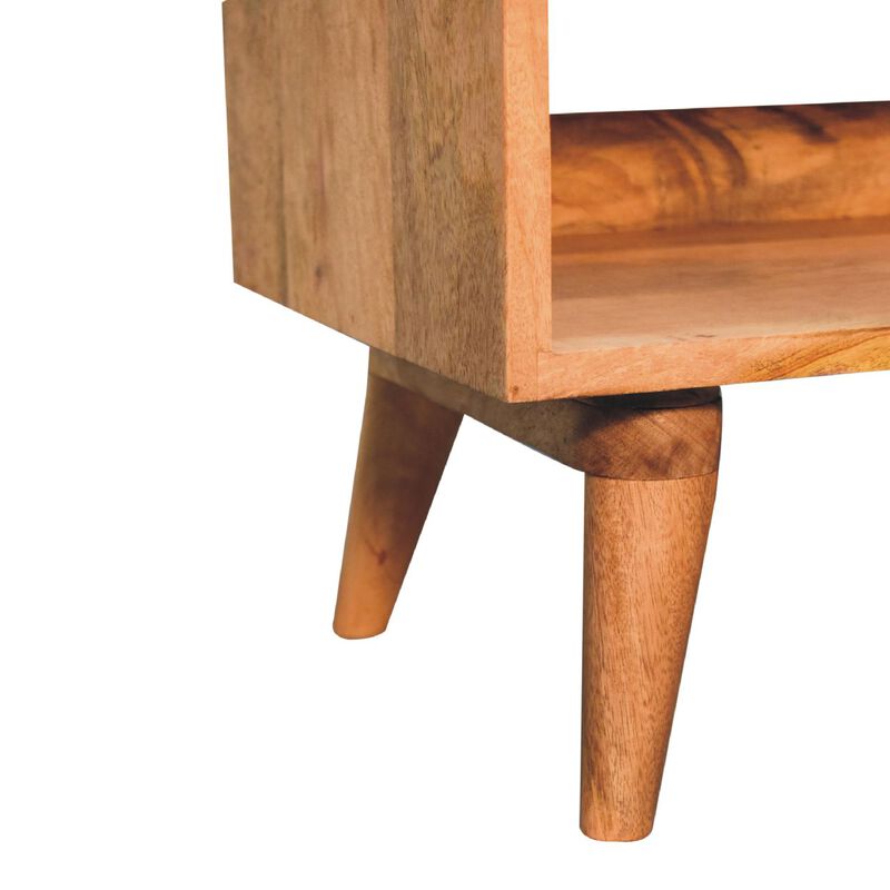 Artisan Furniture  Solid WoodOak-ish Bench with Tan Leather Seat-pad