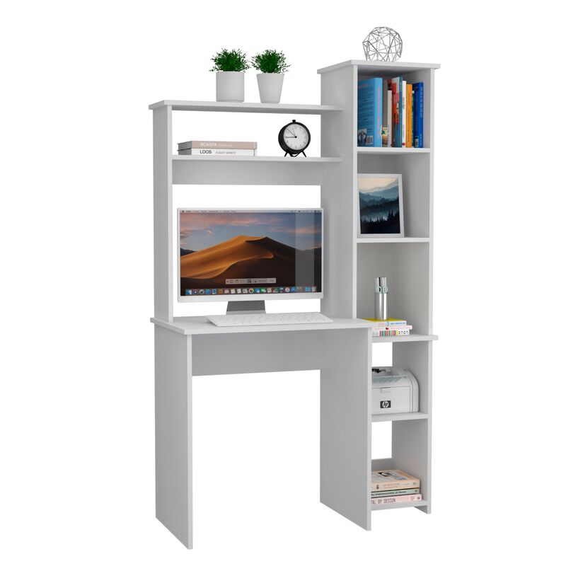 Versalles Writintg Desk, Two Superior Shelves, Bookshelf -Smokey Oak