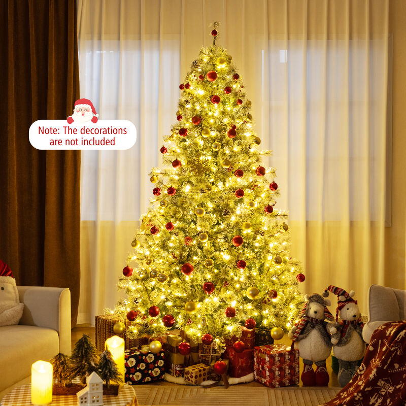 Artificial Christmas Tree Pre-Lit Hinged Holiday Tree with 360° Quick Power Connector
