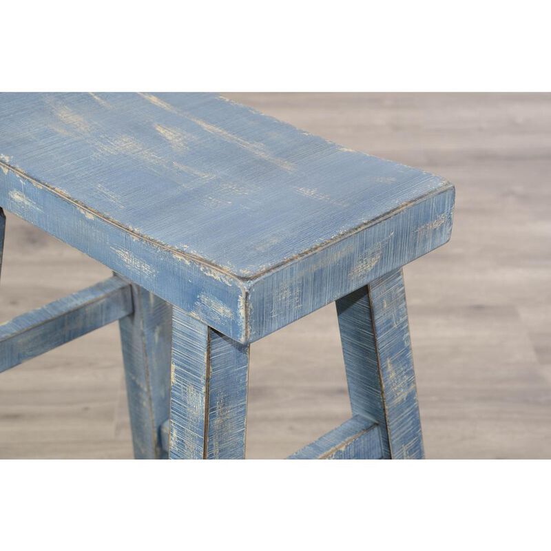 Sunny Designs Ocean Blue Counter Saddle Seat Stool, Wood Seat