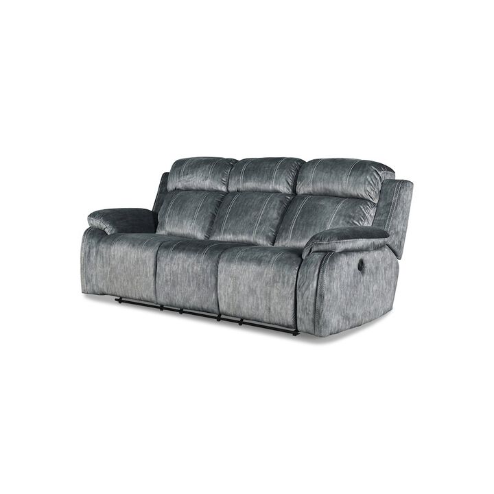 New Classic Furniture Furniture Tango Polyester Fabric Dual Recliner Sofa in Shadow Gray