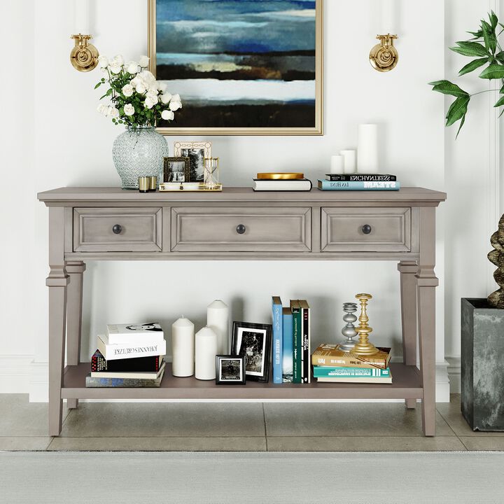 Merax Classic Retro Style Solid Wooden Frame Console Table
