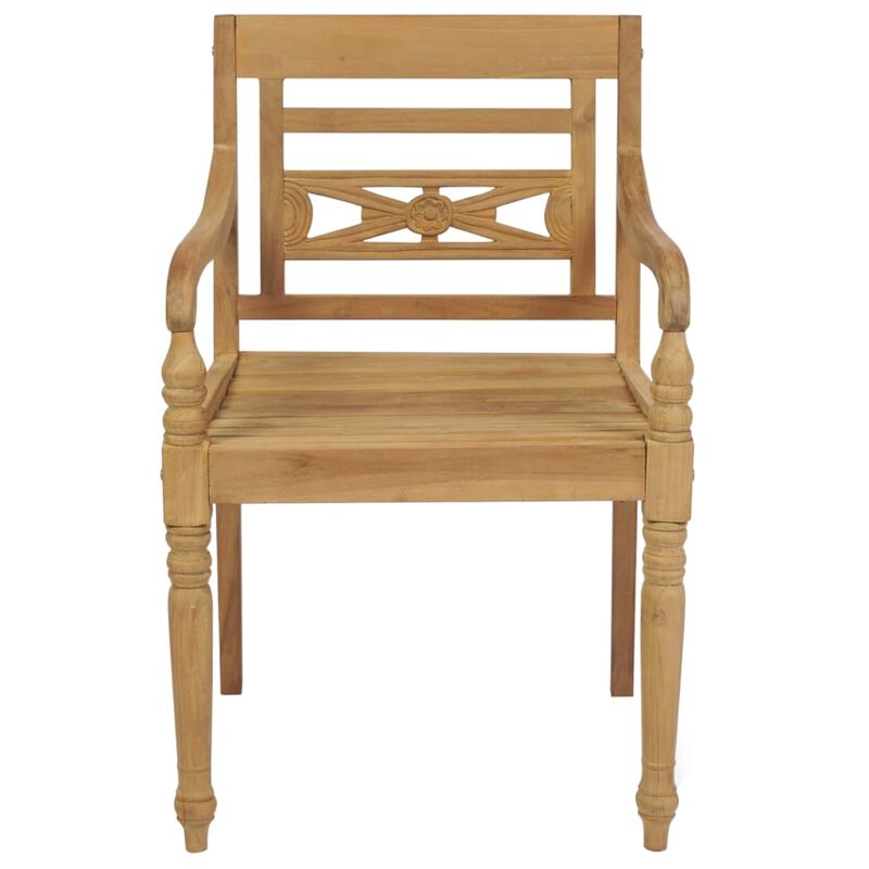vidaXL Batavia Chairs 2 pcs with Gray Cushions Solid Teak Wood